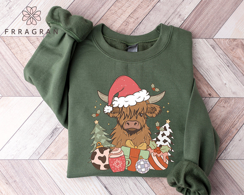 Highland Cow Christmas Sweatshirt
