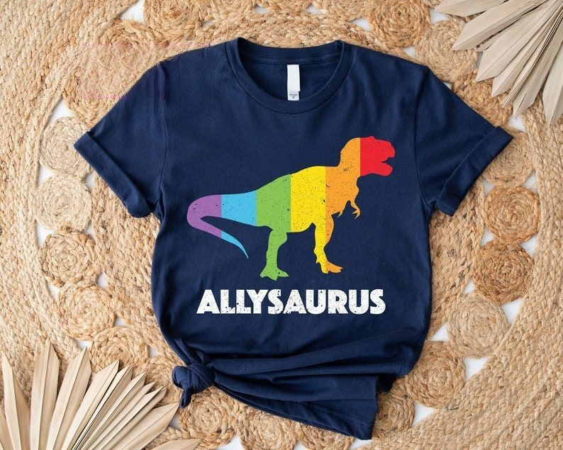Dinosaur in Rainbow Flag T-shirt