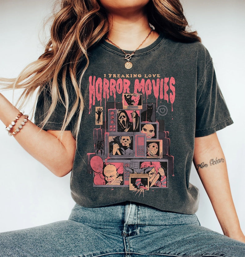 Retro Horror Movies Halloween T-shirt