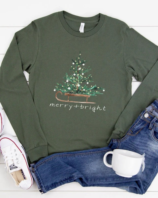 Christmas Shirts for Women Merry and Bright Shirt