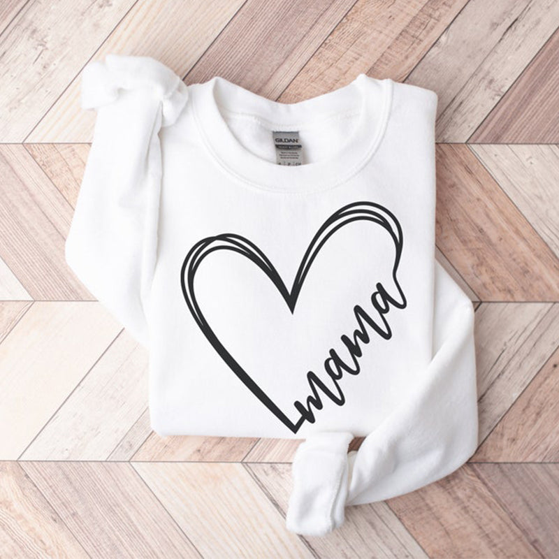 Mother's Day Mama Heart Print Sweatshirt
